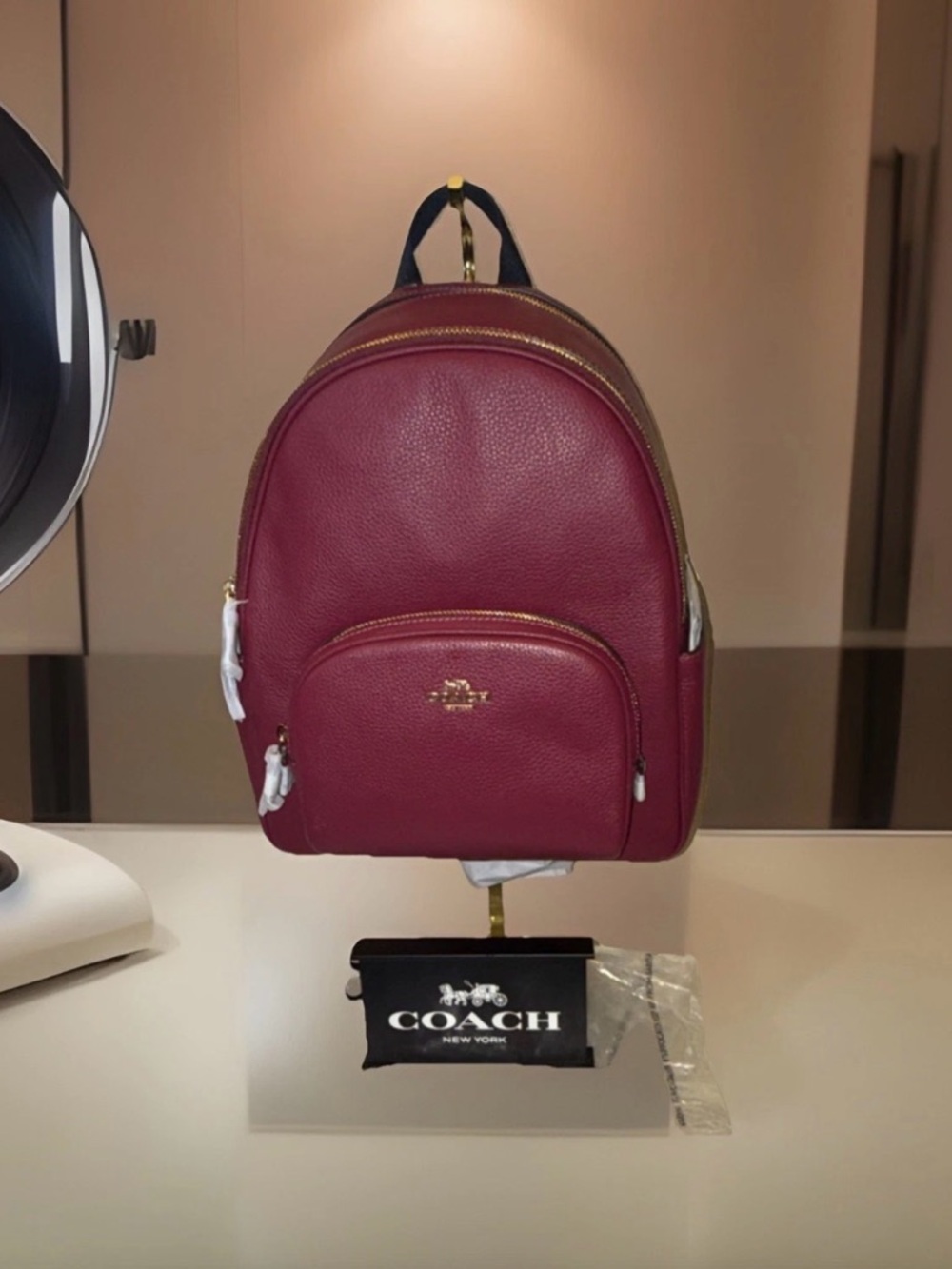 Coach Court Backpack - Black Cherry Pebble Leather - Style 5666 ~NWT~